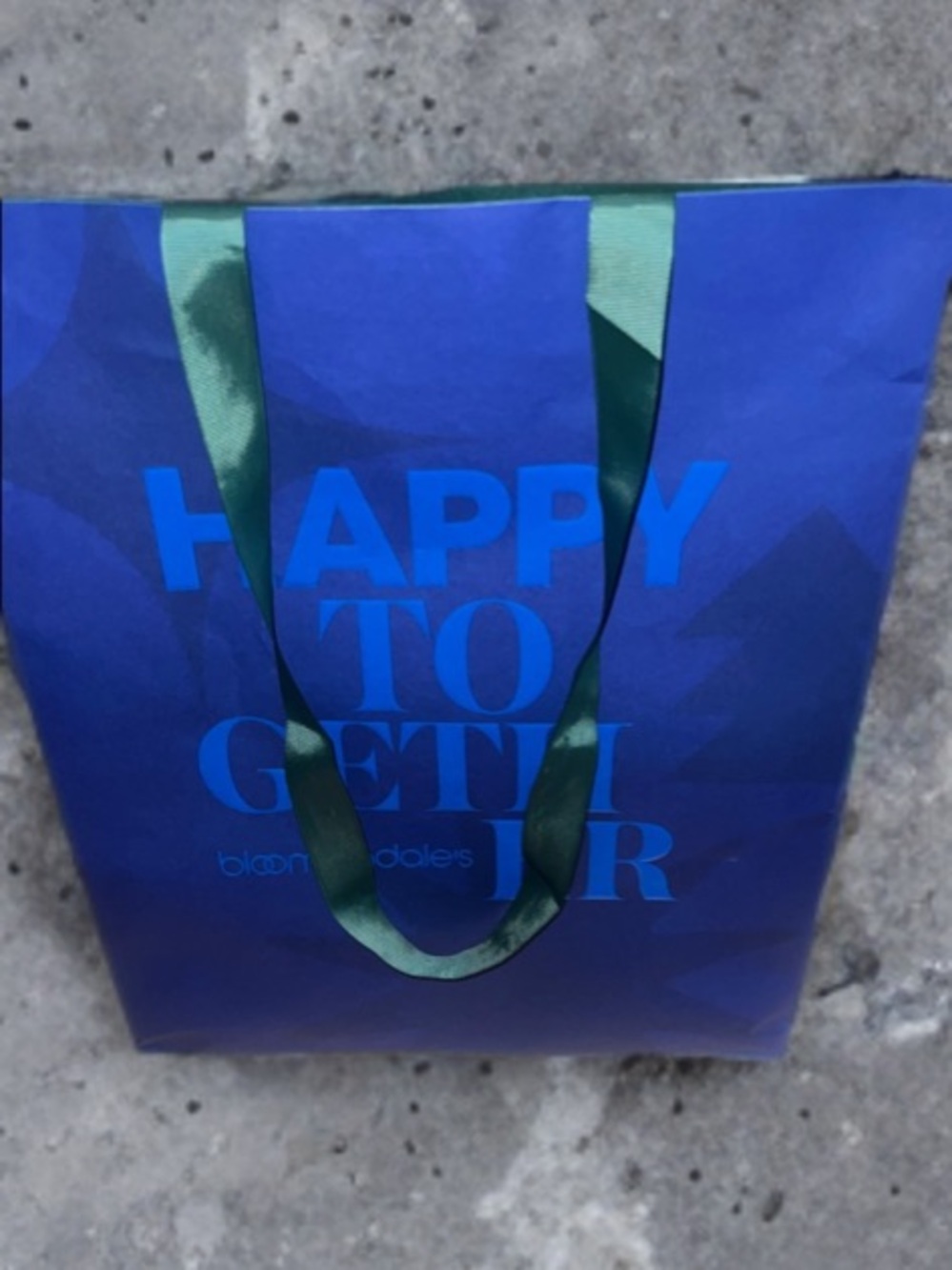 Bloomingdale's Vibrant Blue Bag with Green Handles